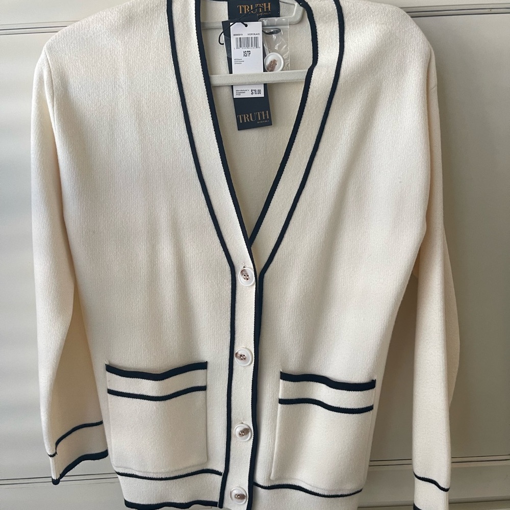 Truth Ivory Cardigan with Dark Edging